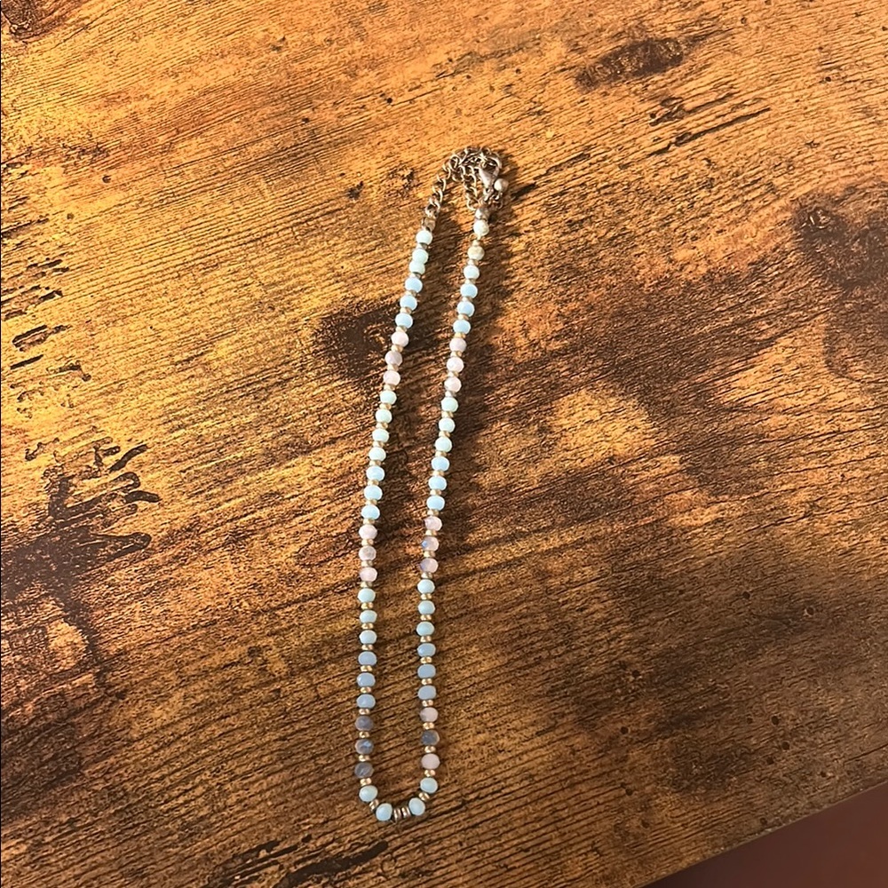 Elegant Beaded Necklace in Blue and Brown